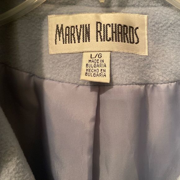 Vintage Marvin Richards Powder Blue Double Breasted Pea Coat Size Large - Picture 5 of 11